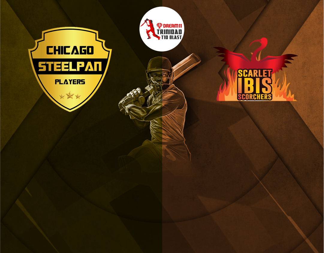 Match 12 of dream11 trinidad t10 blast, 7th edition, 2025: chicago steelpan players vs scarlet ibis scorchers banner
