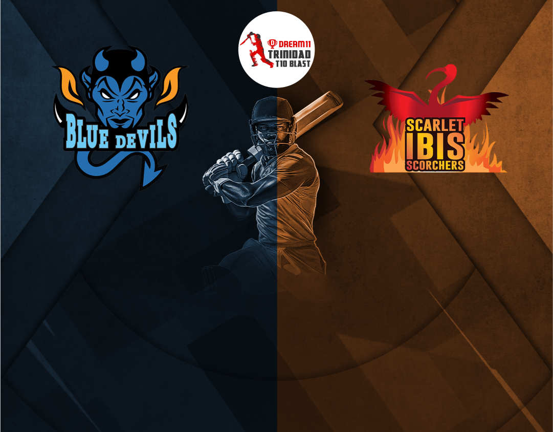 Match 15 of dream11 trinidad t10 blast, 7th edition, 2025: bess motors blue devils vs scarlet ibis scorchers banner