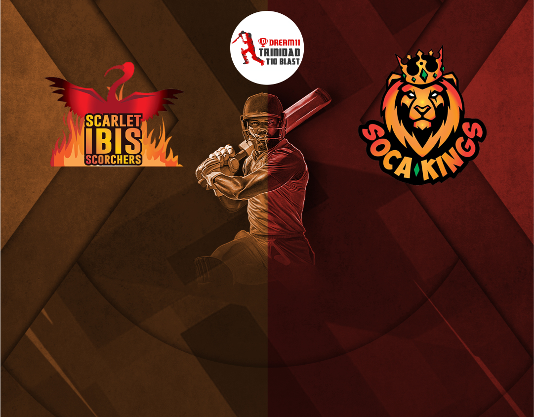 Match 30 of dream11 trinidad t10 blast, 7th edition, 2025: scarlet ibis scorchers vs soca kings banner