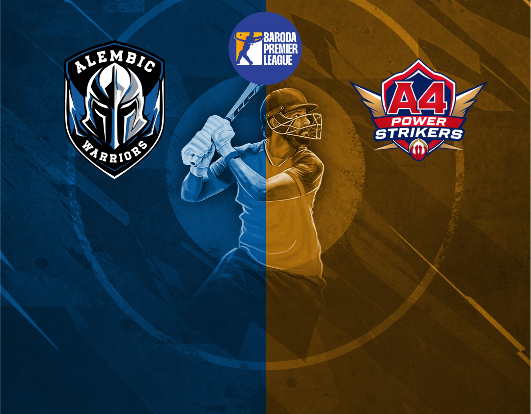 Match 13 of baroda premier league, 2025: alembic warriors vs a4 power strikers banner