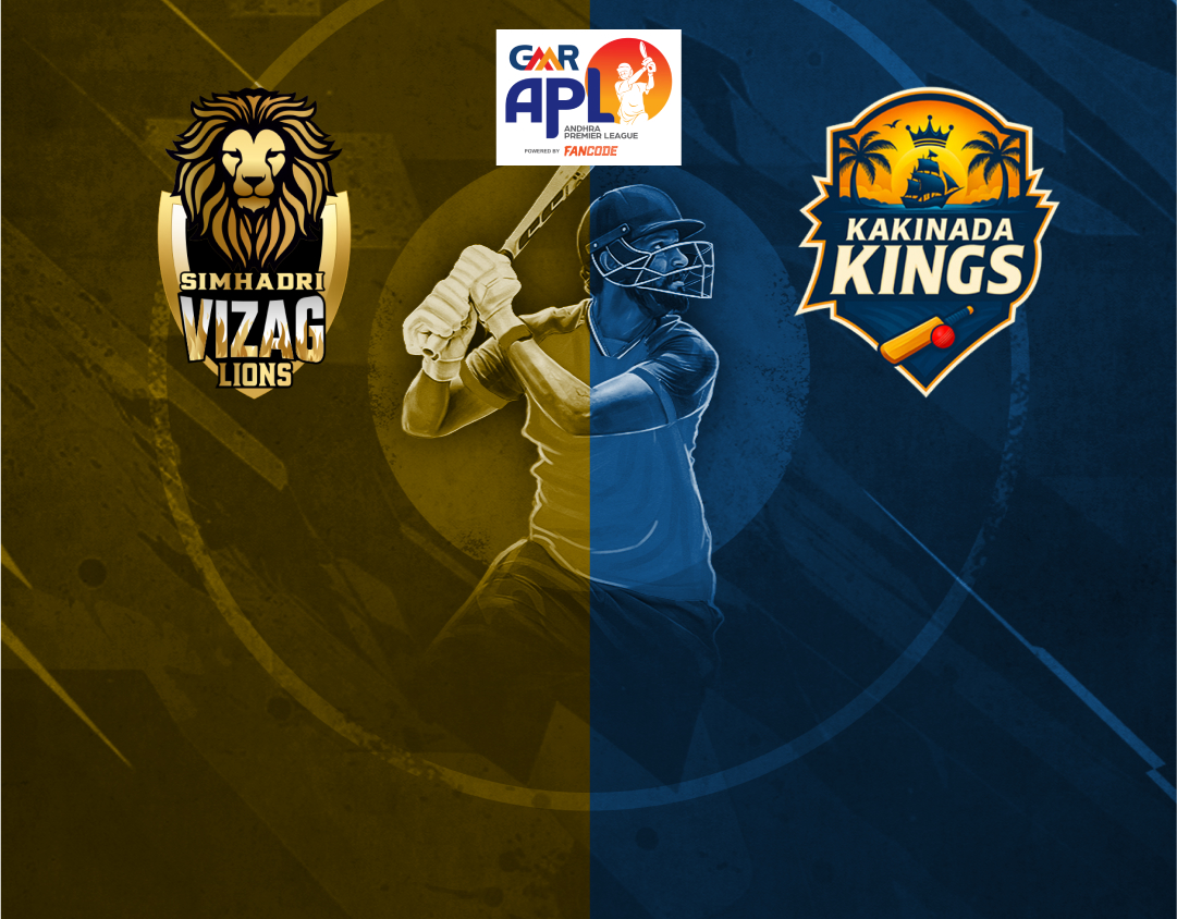 Match 7 of andhra premier league, 2025: simhadri vizag lions vs kakinada kings banner