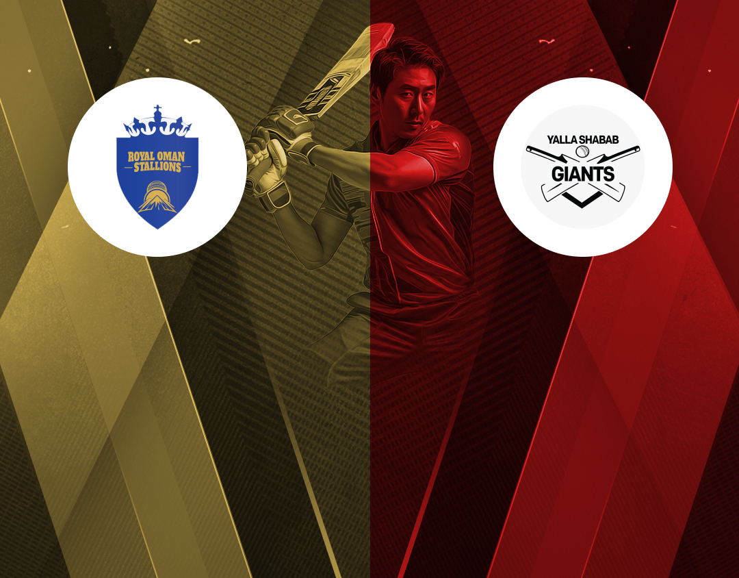 Match 27 of oman d20 league, 2025: royal oman stallions vs yalla shabab giants banner