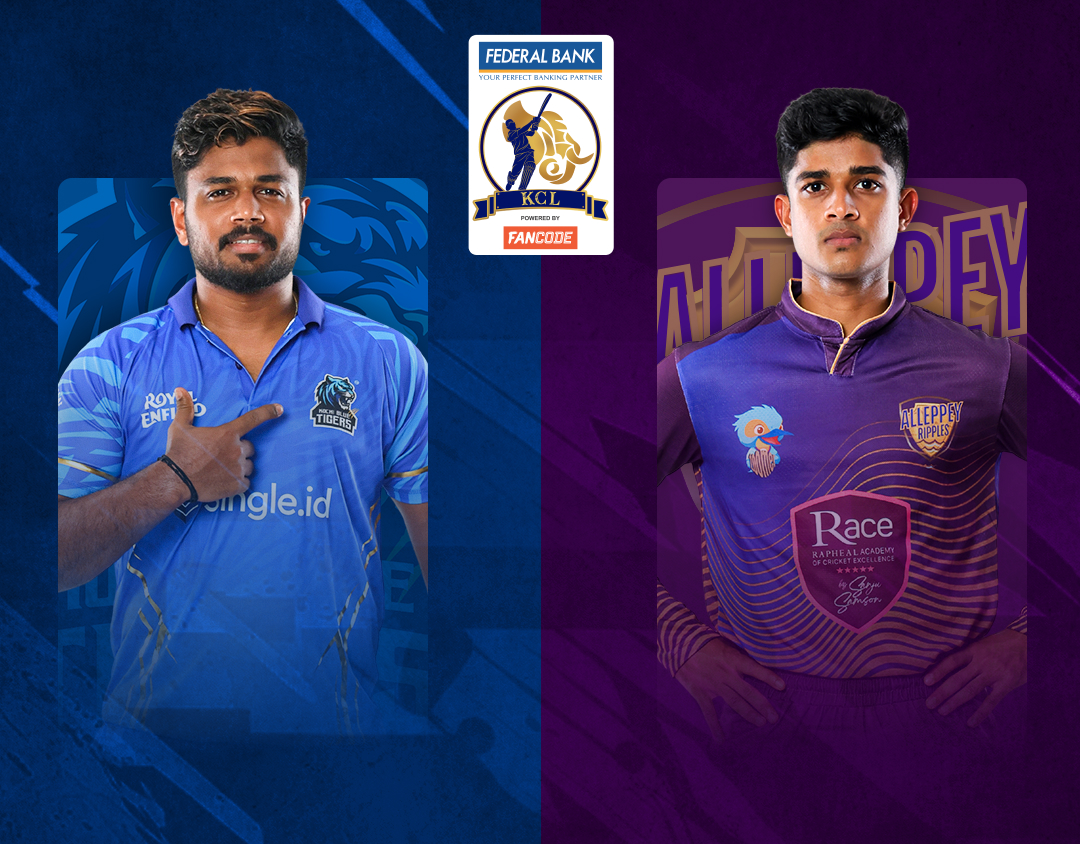 Match 5 of kerala cricket league, 2025: kochi blue tigers vs alleppey ripples banner