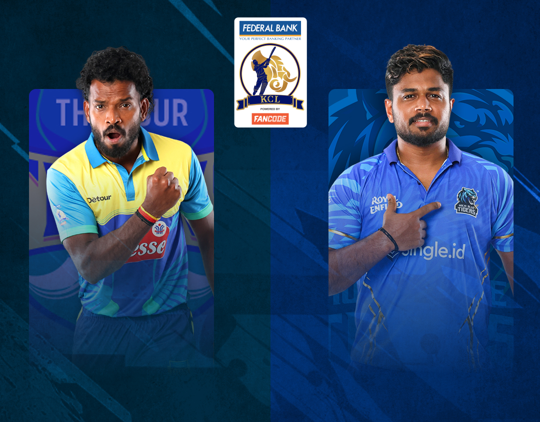 Match 11 of kerala cricket league, 2025: thrissur titans vs kochi blue tigers banner