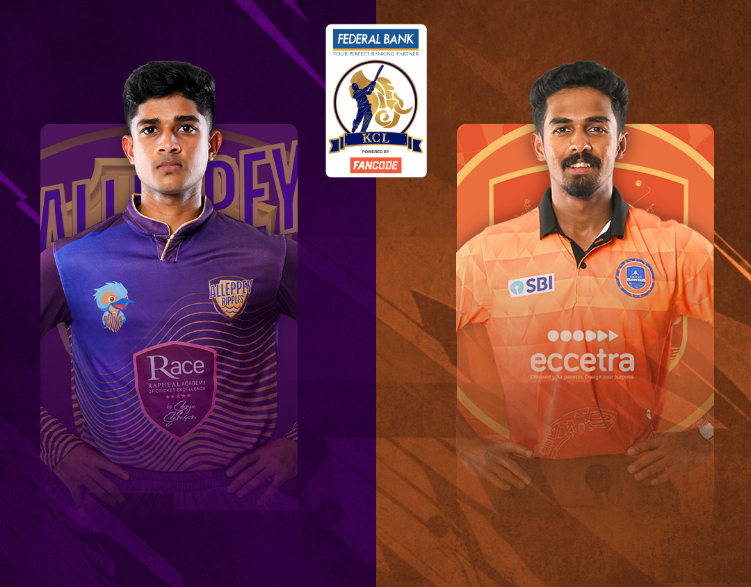 Match 12 of kerala cricket league, 2025: alleppey ripples vs calicut globstars banner