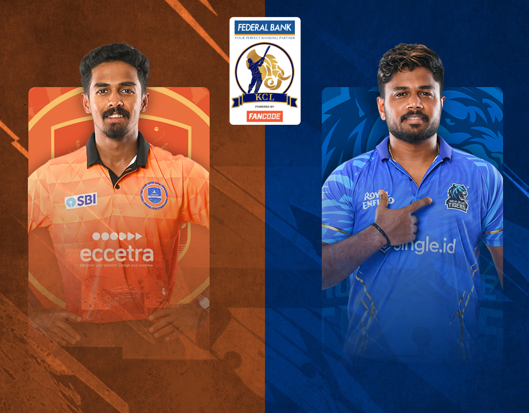 Match 13 of kerala cricket league, 2025: calicut globstars vs kochi blue tigers banner