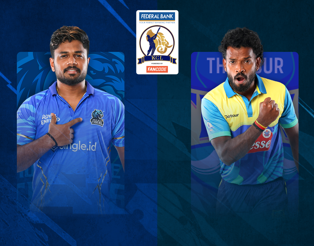 Match 20 of kerala cricket league, 2025: kochi blue tigers vs thrissur titans banner