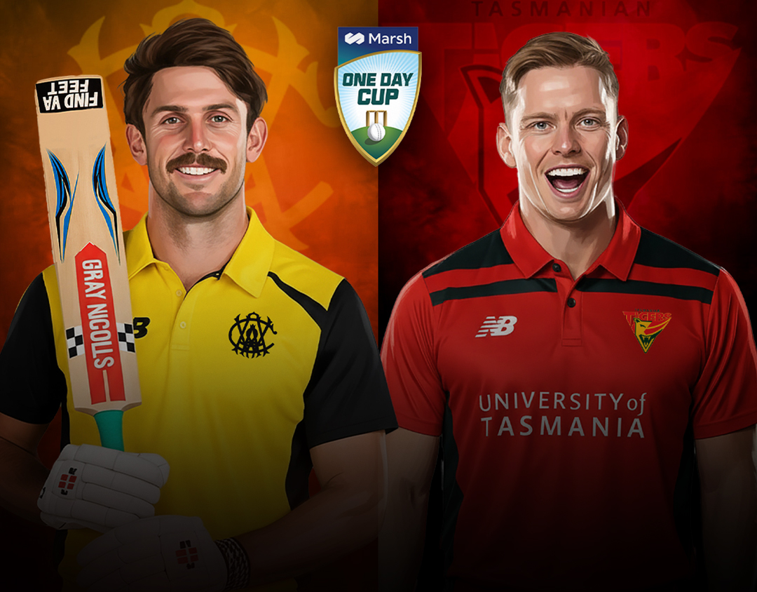Match 18 of one day cup, 2025-26: western australia vs tasmania banner
