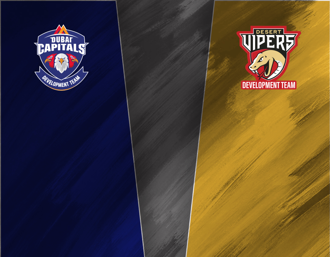 Match 1 of dp world ilt20 development tournament, 2025: dubai capitals development vs desert vipers development banner