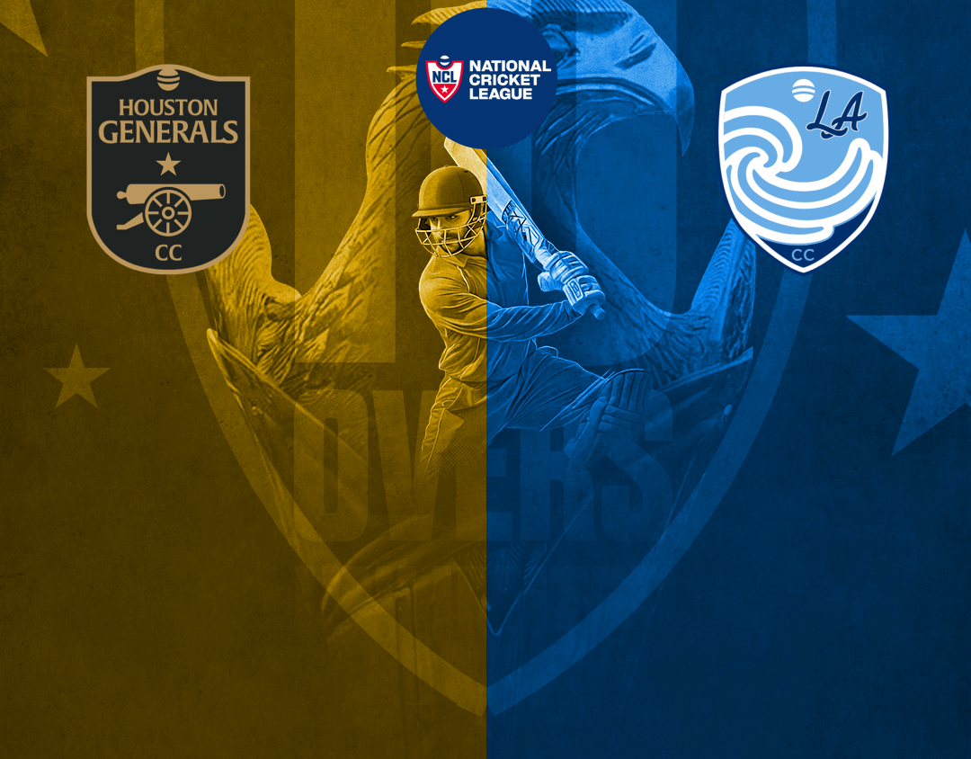 Match 2 of national cricket t10 league, 2025: houston generals cc vs los angeles waves cc banner
