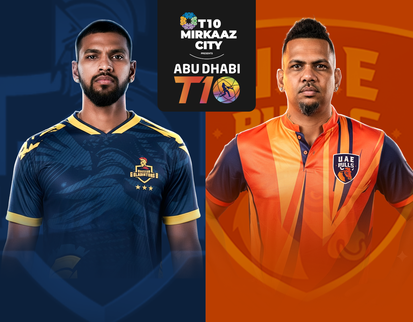 Match 2 of abu dhabi t10, 2025: deccan gladiators vs uae bulls banner
