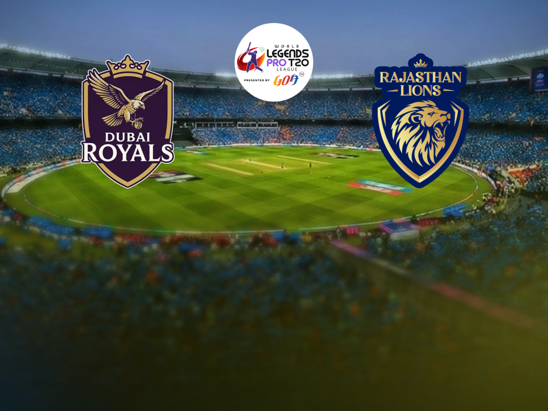 Match 4 of world legends pro t20 league, 2026: dubai royals vs rajasthan lions banner