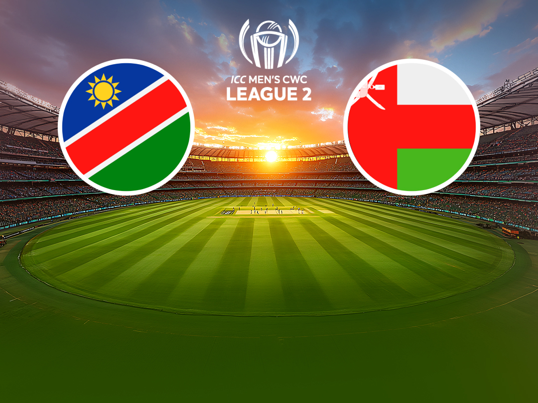 Match 96 of icc cwc league 2, namibia: namibia vs oman banner