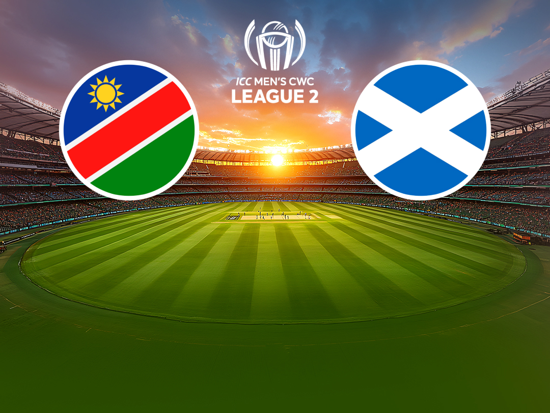 Match 97 of icc cwc league 2, namibia: namibia vs scotland banner
