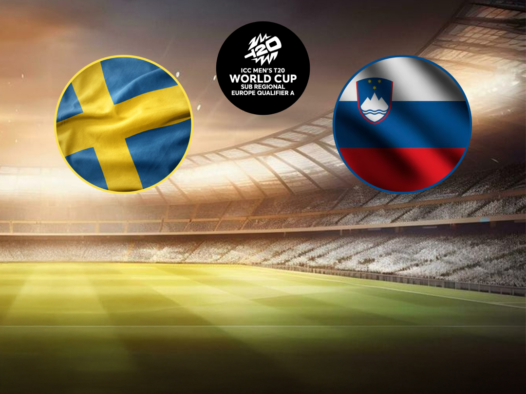 Match 10 of icc men's t20 wc europe sub regional qualifier a: sweden vs slovenia banner