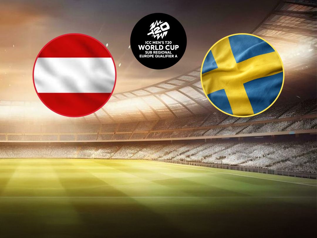 Match 18 of icc men's t20 wc europe sub regional qualifier a: austria vs sweden banner