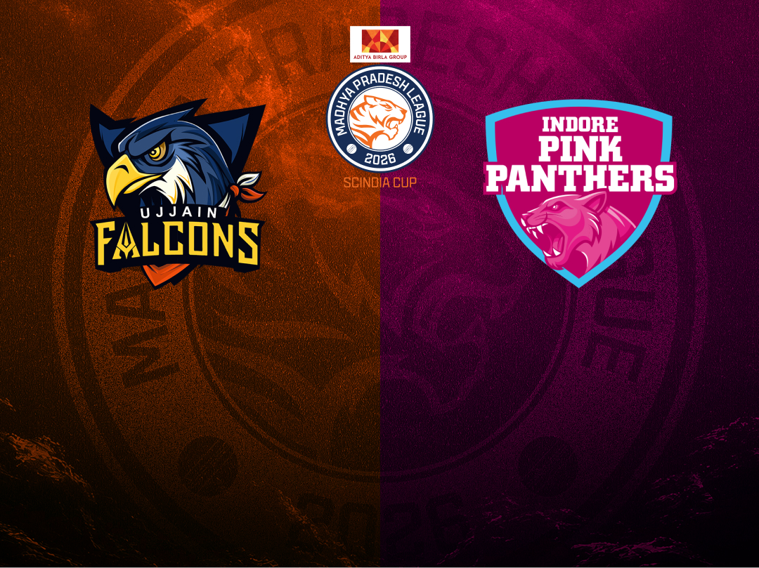 Match 34 of madhya pradesh league t20, 2026: ujjain falcons vs indore pink panthers banner