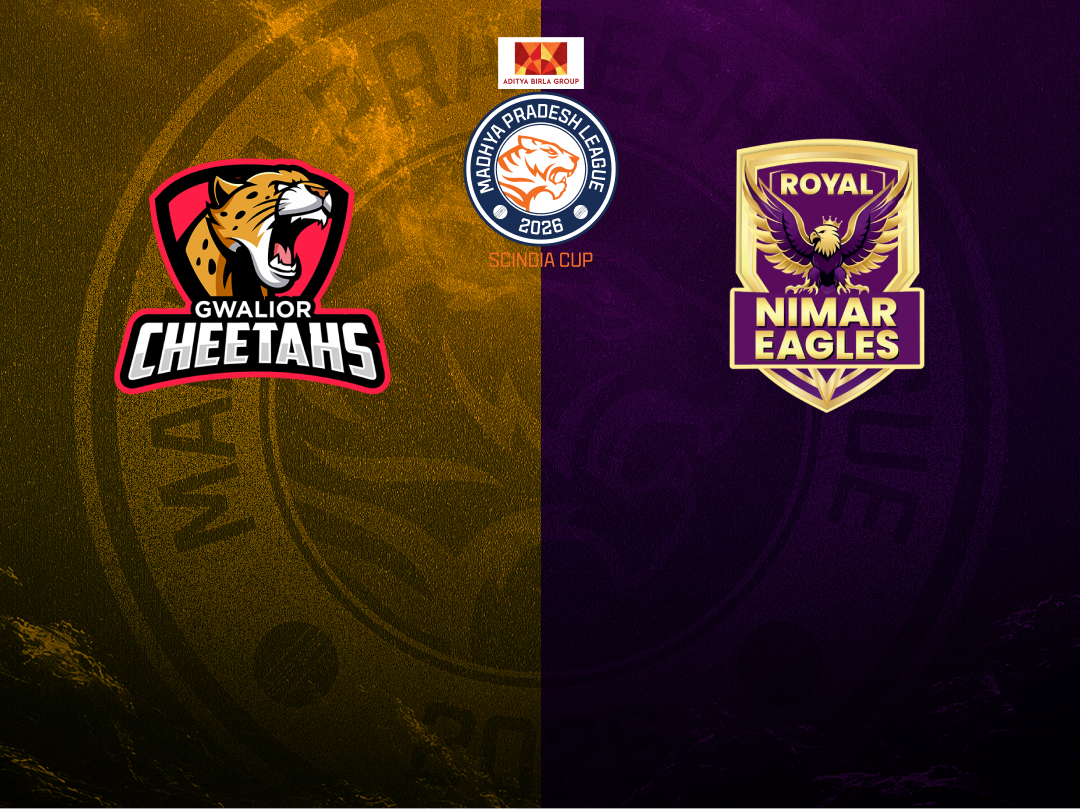 Match 45 of madhya pradesh league t20, 2026: gwalior cheetahs vs royal nimar eagles banner