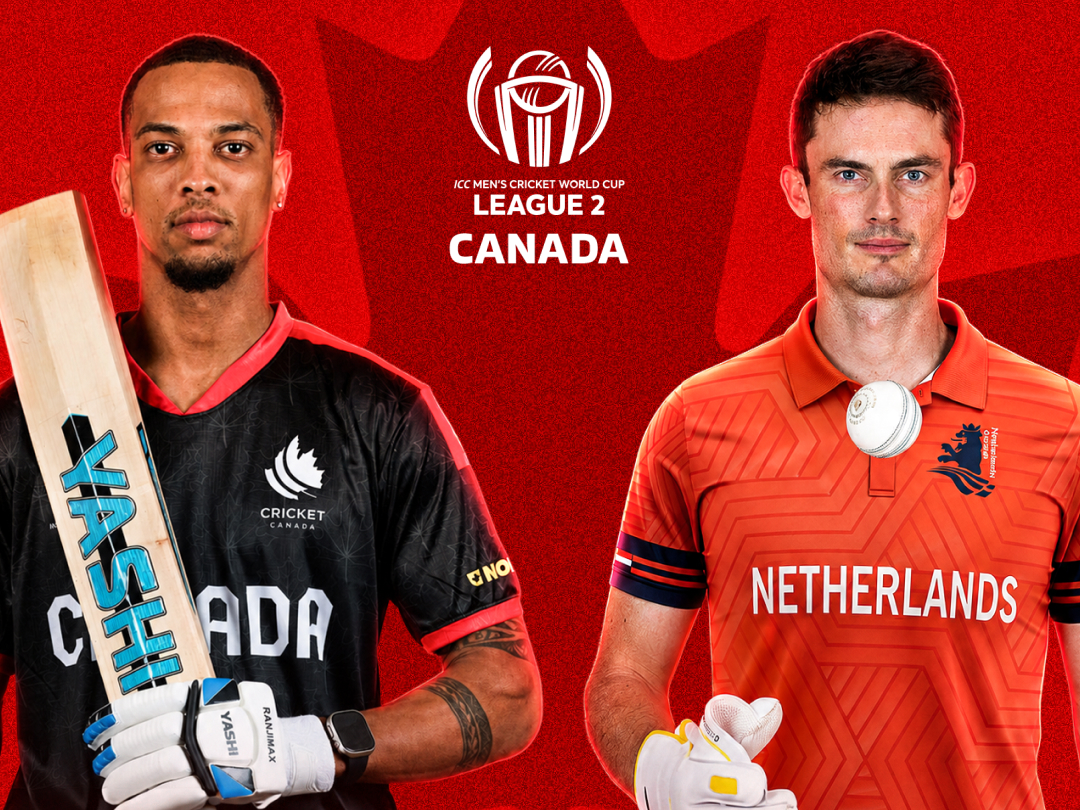 Match 3 of icc cwc league 2 canada, 2026: canada vs netherlands banner