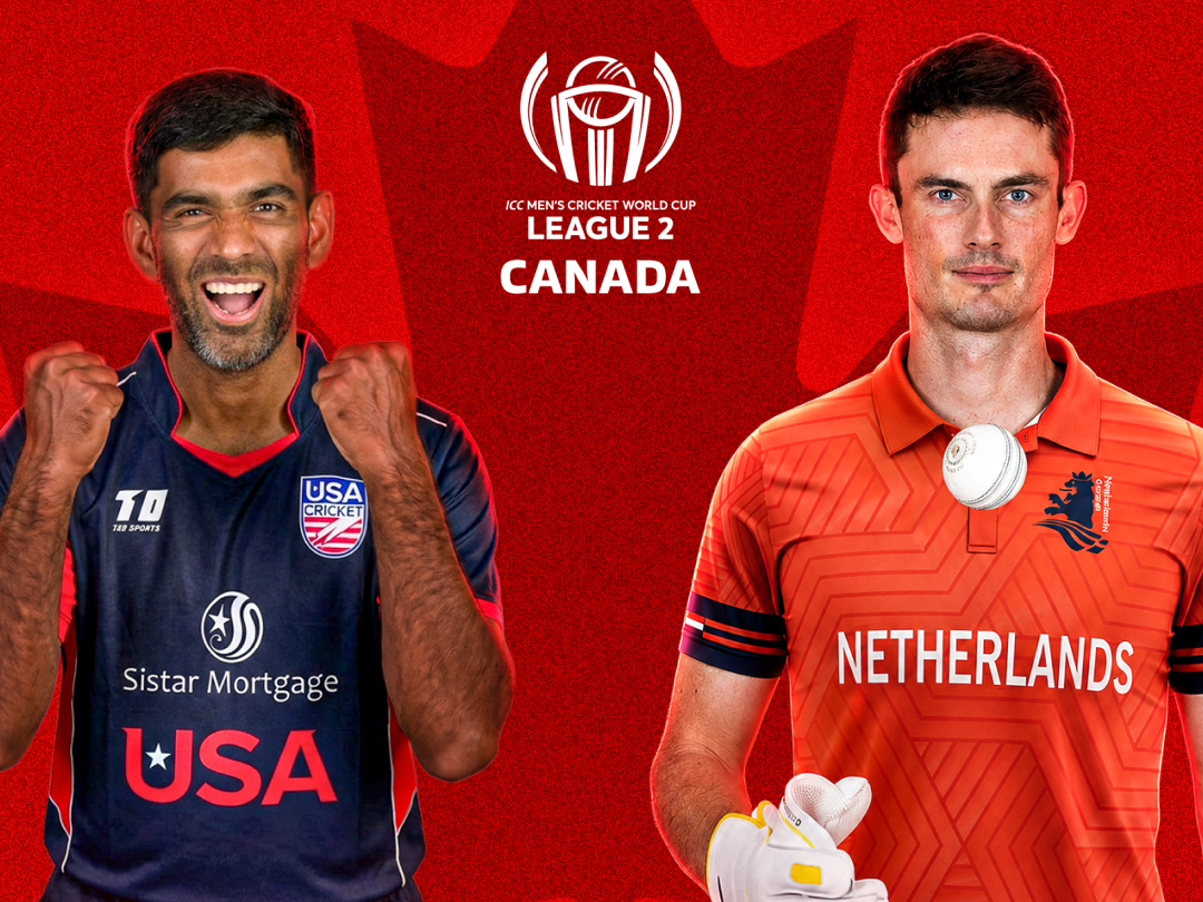 Match 5 of icc cwc league 2 canada, 2026: usa vs netherlands banner