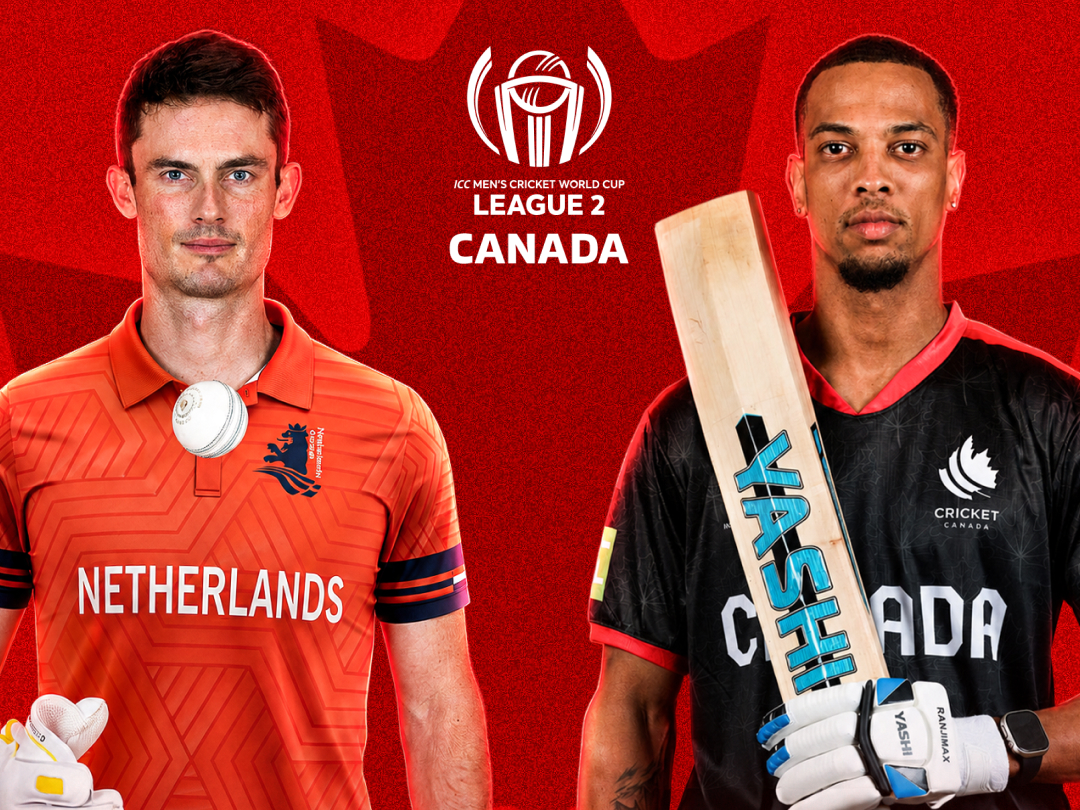 Match 6 of icc cwc league 2 canada, 2026: netherlands vs canada banner