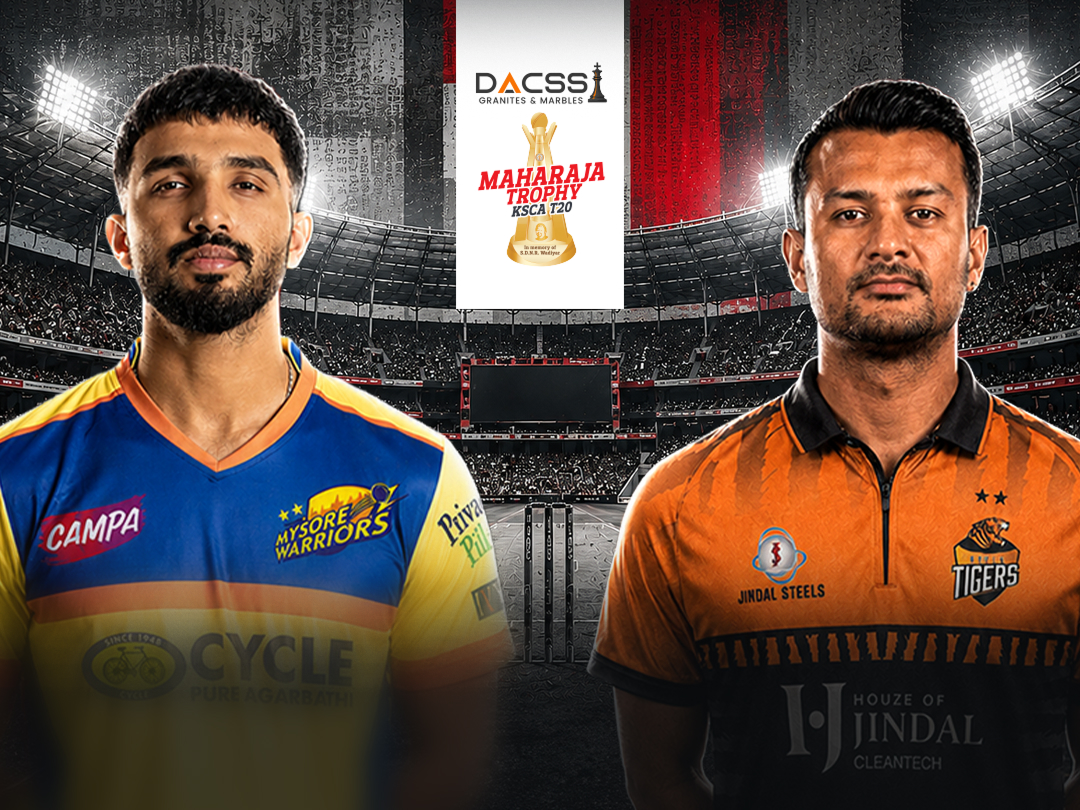 Match 5 of maharaja t20 trophy, 2026: mysore warriors vs hubli tigers banner