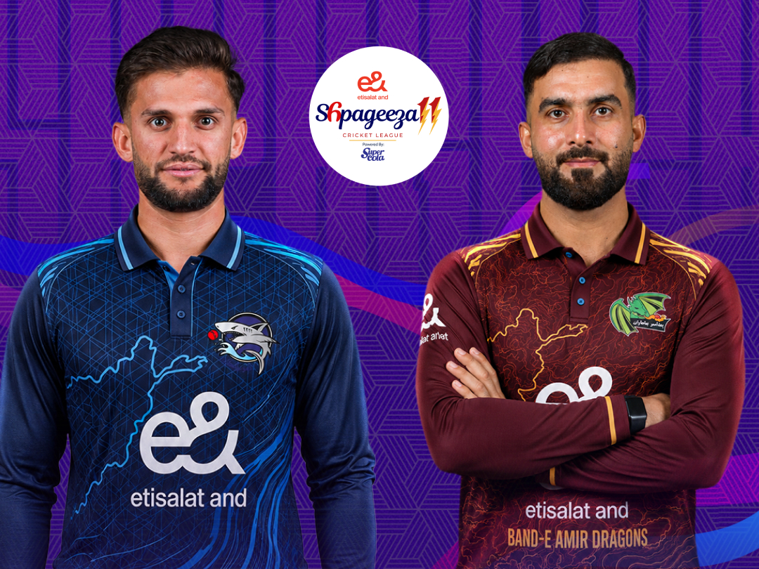 Match 11 of shpageeza cricket league, 2026: amo sharks vs band-e-amir dragons banner