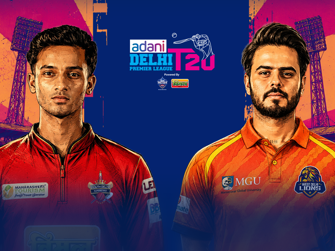 Match 9 of delhi premier league, 2026: south delhi superstarz vs west delhi lions banner