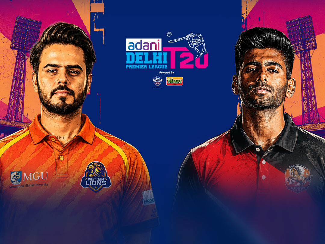 Match 20 of delhi premier league, 2026: west delhi lions vs east delhi riders banner