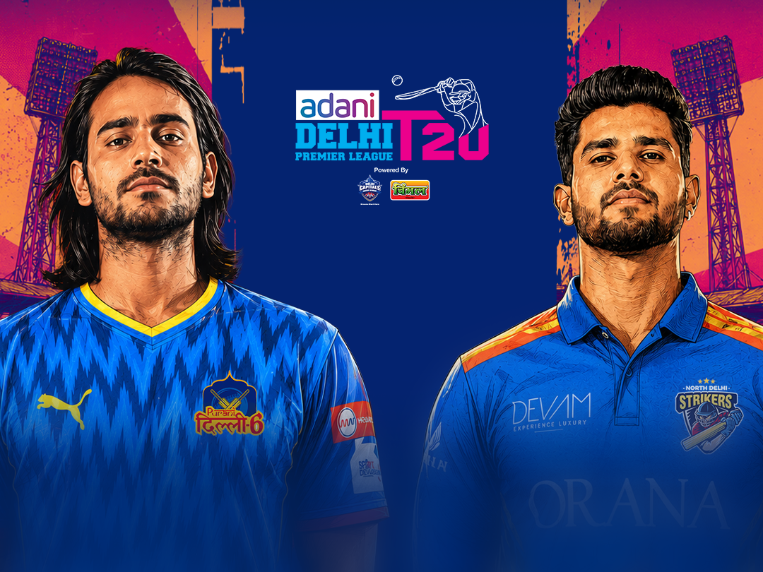 Delhi premier league, 2026 of delhi premier league, 2026: purani dilli-6 vs north delhi strikers banner