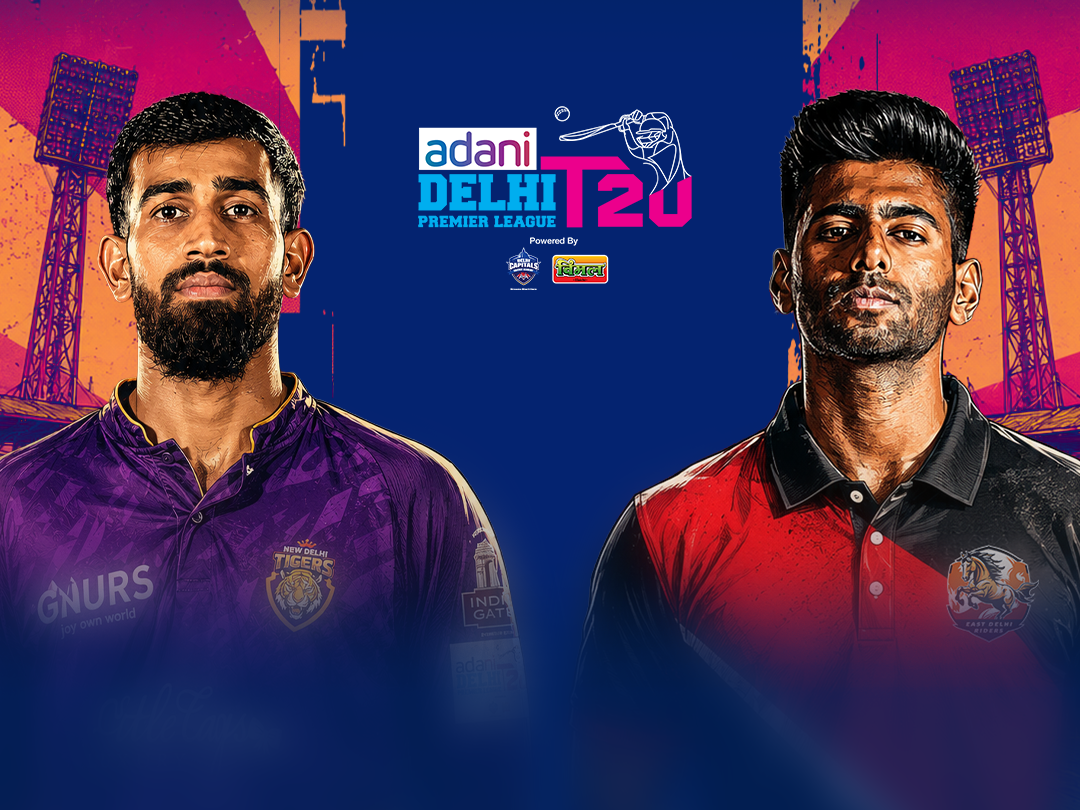 Delhi premier league, 2026 of delhi premier league, 2026: new delhi tigers vs east delhi riders banner