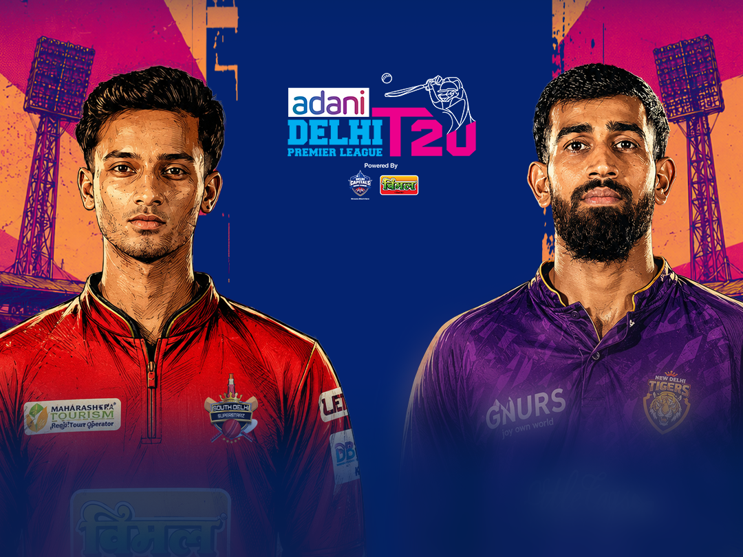 Delhi premier league, 2026 of delhi premier league, 2026: south delhi superstarz vs new delhi tigers banner