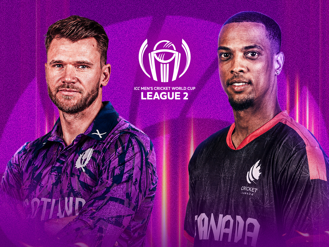 Match 127 of icc cwc league 2 scotland, 2026: scotland vs canada banner