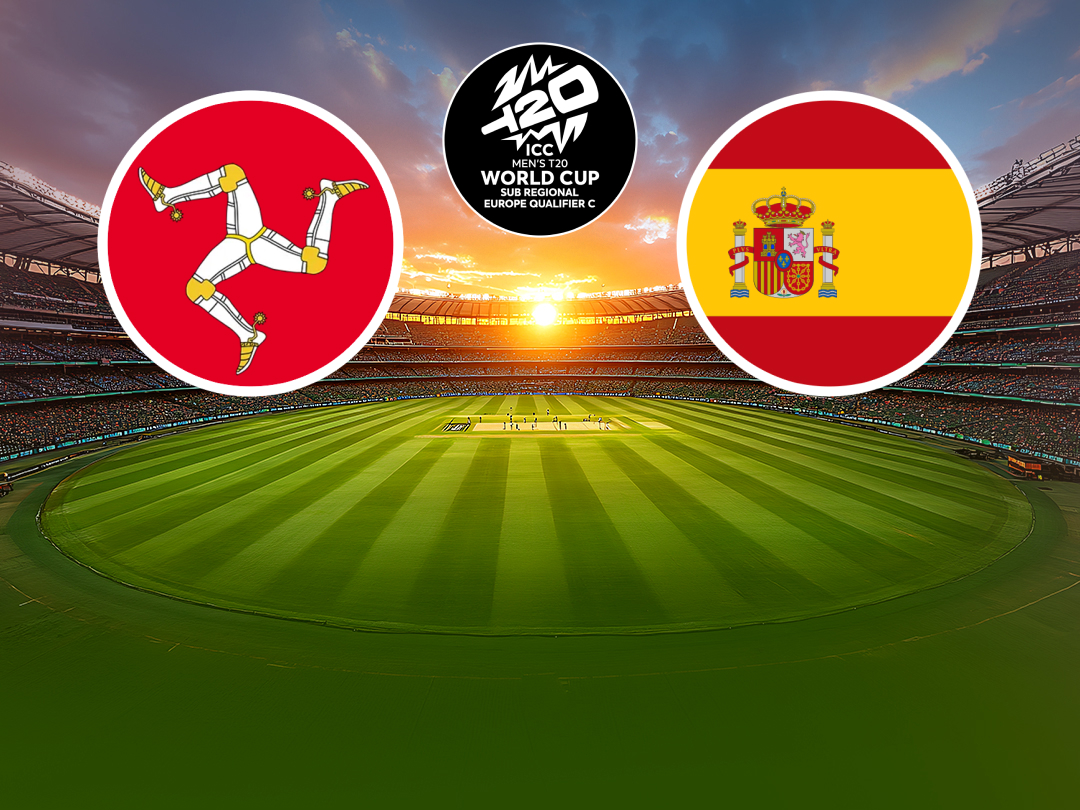 Match 6 of icc men's t20 wc europe sub regional qualifier c, 2026: isle of man vs spain banner