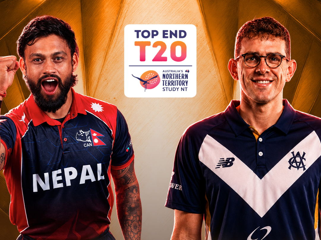 Match 27 of top end t20 series, 2026: nepal vs victoria academy banner