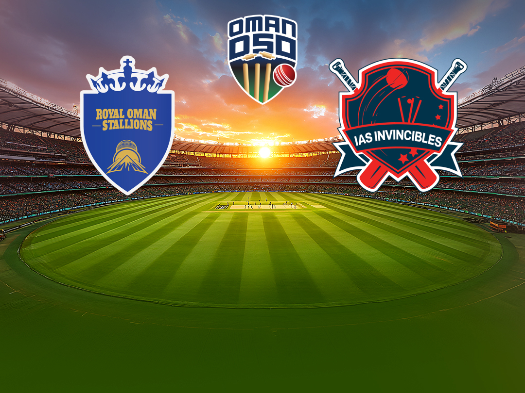 Match 2 of oman d50 2026: royal oman stallions vs ias invincibles banner