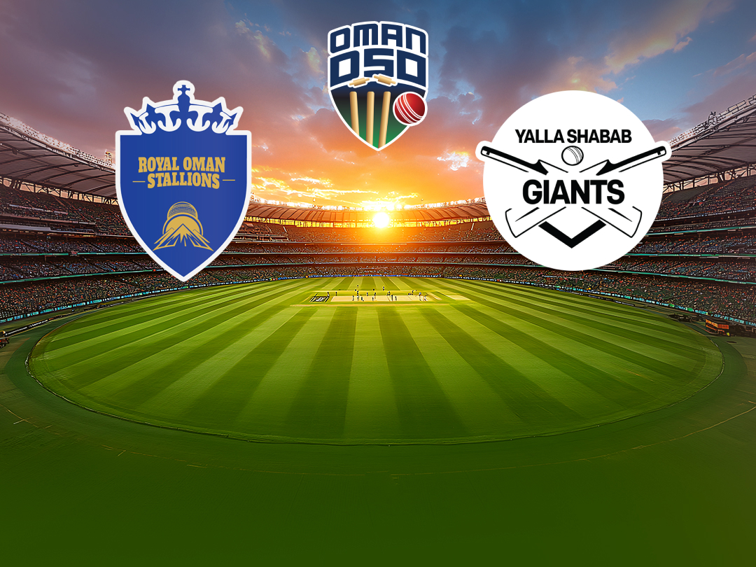 Match 10 of oman d50 2026: royal oman stallions vs yalla shabab giants banner