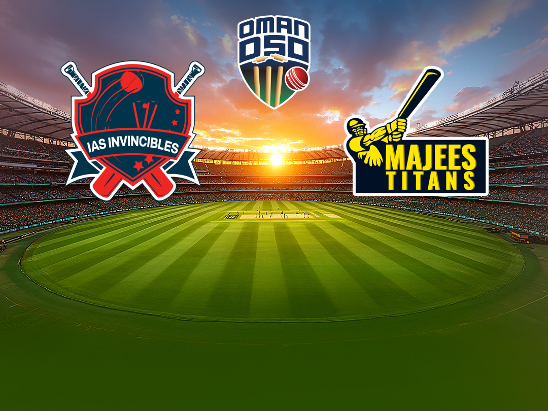 Match 11 of oman d50 2026: ias invincibles vs majees titans banner