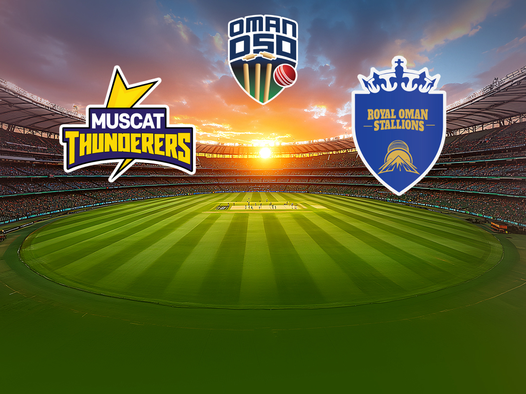 Match 14 of oman d50 2026: muscat thunders vs royal oman stallions banner