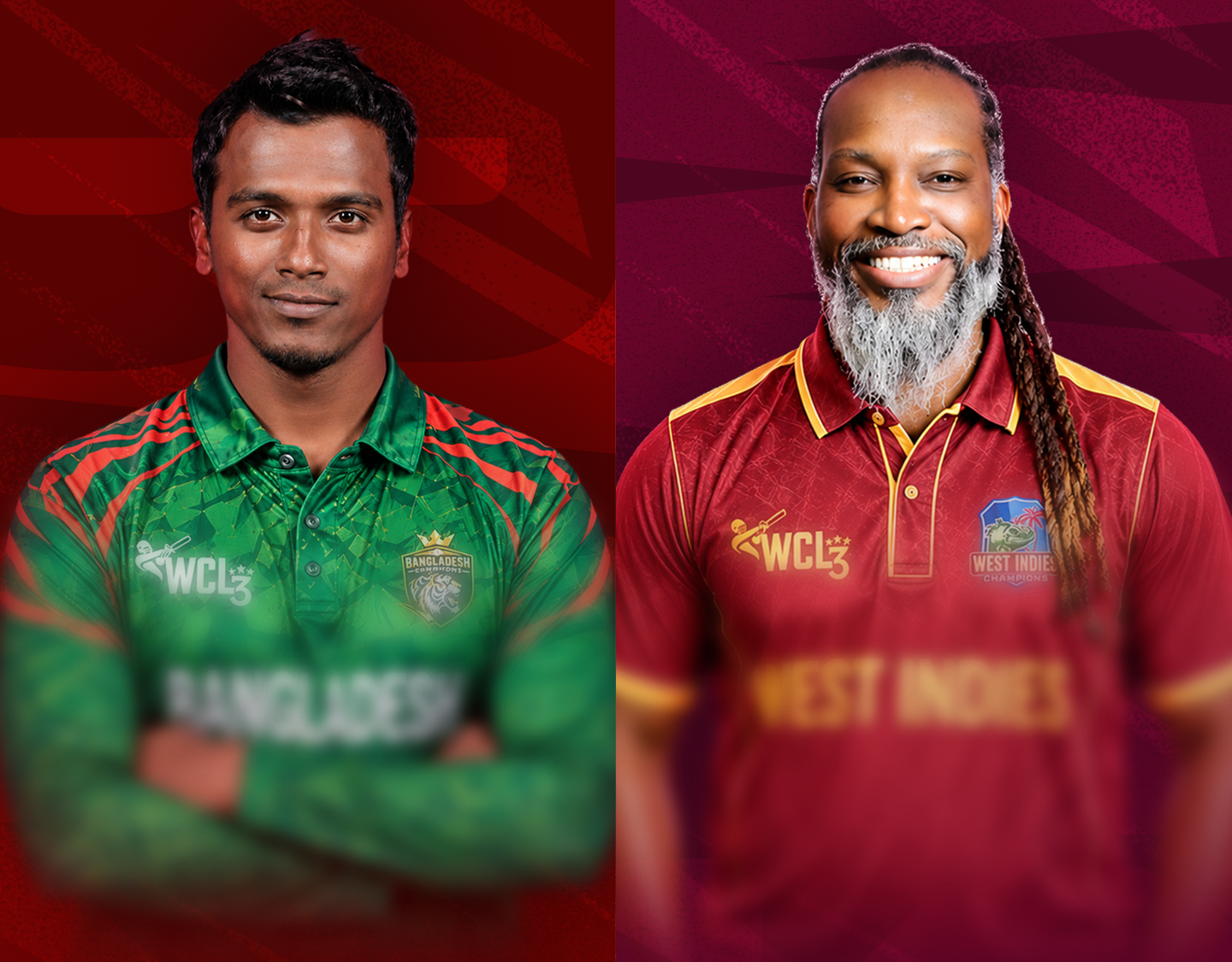 Match 12 of world championship of legends, 2026: bangladesh champions vs west indies champions banner