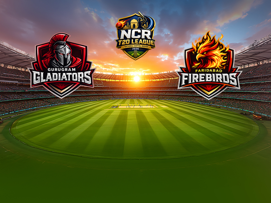 Match 8 of ncr t20 league, 2026: gurugram gladiators vs faridabad firebirds banner