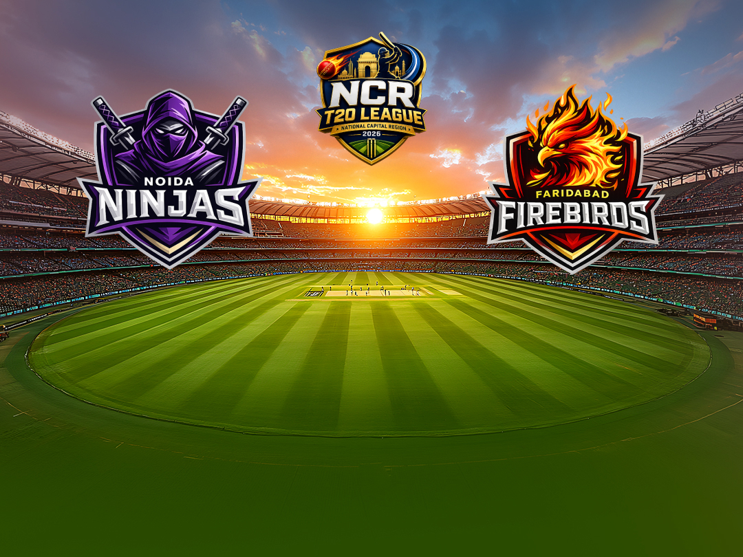 Match 3 of ncr t20 league, 2026: noida ninjas vs faridabad firebirds banner