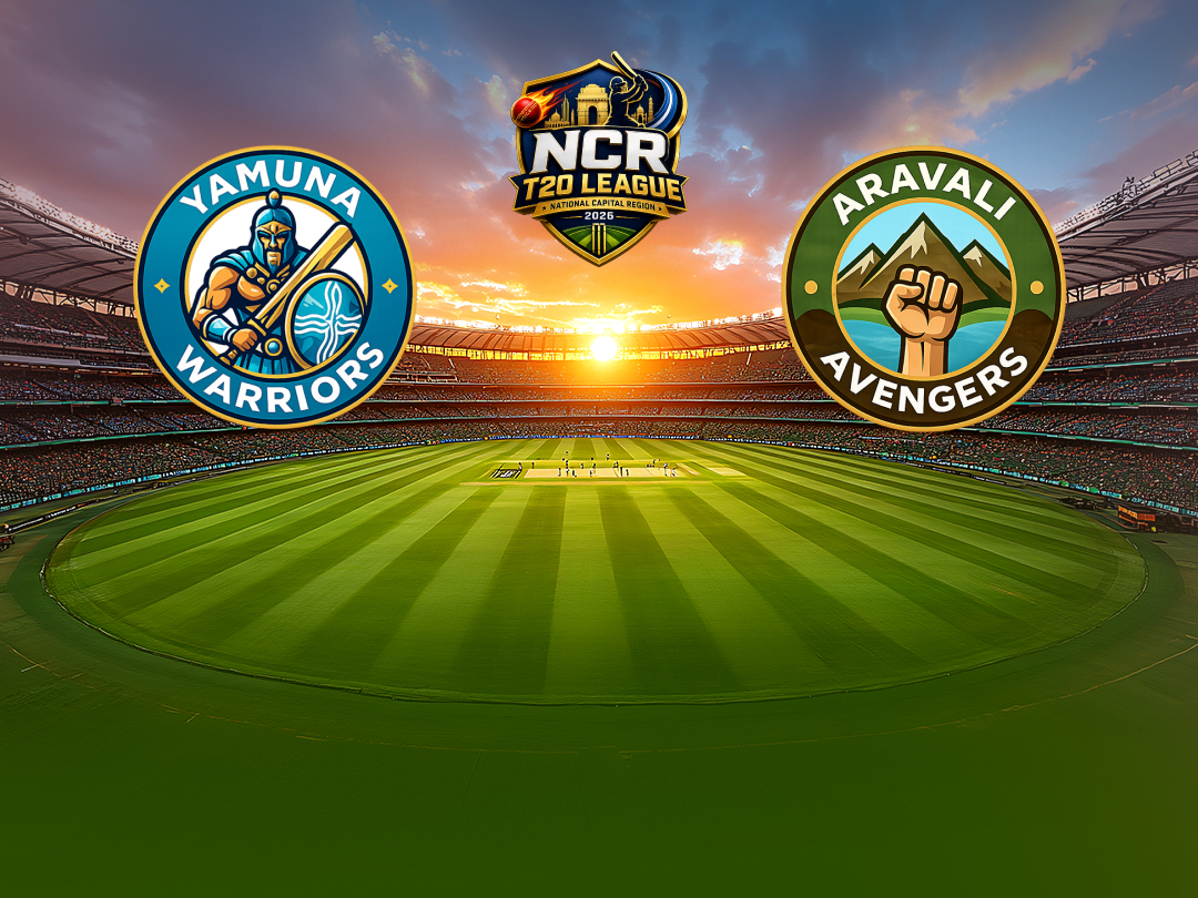 Match 2 of ncr t20 league, 2026: yamuna warriors vs aravali avengers banner
