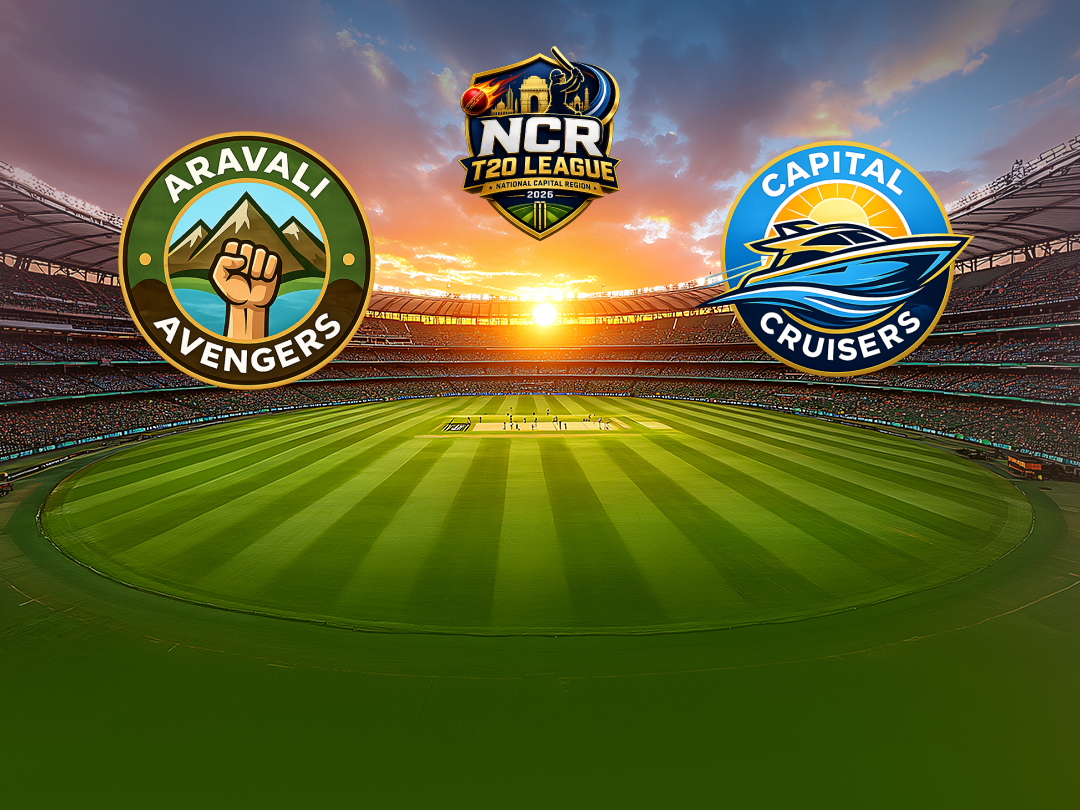 Match 12 of ncr t20 league, 2026: aravali avengers vs capital cruisers banner