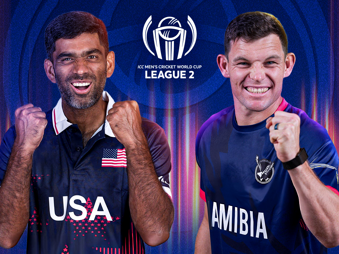 Match 130 of icc cwc league 2 usa, 2026: usa vs namibia banner