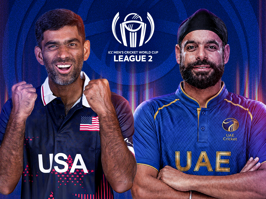 Match 134 of icc cwc league 2 usa, 2026: usa vs united arab emirates banner