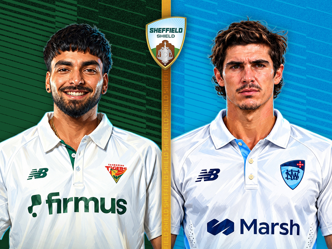 Match 8 of sheffield shield, 2026/27: tasmania vs new south wales banner