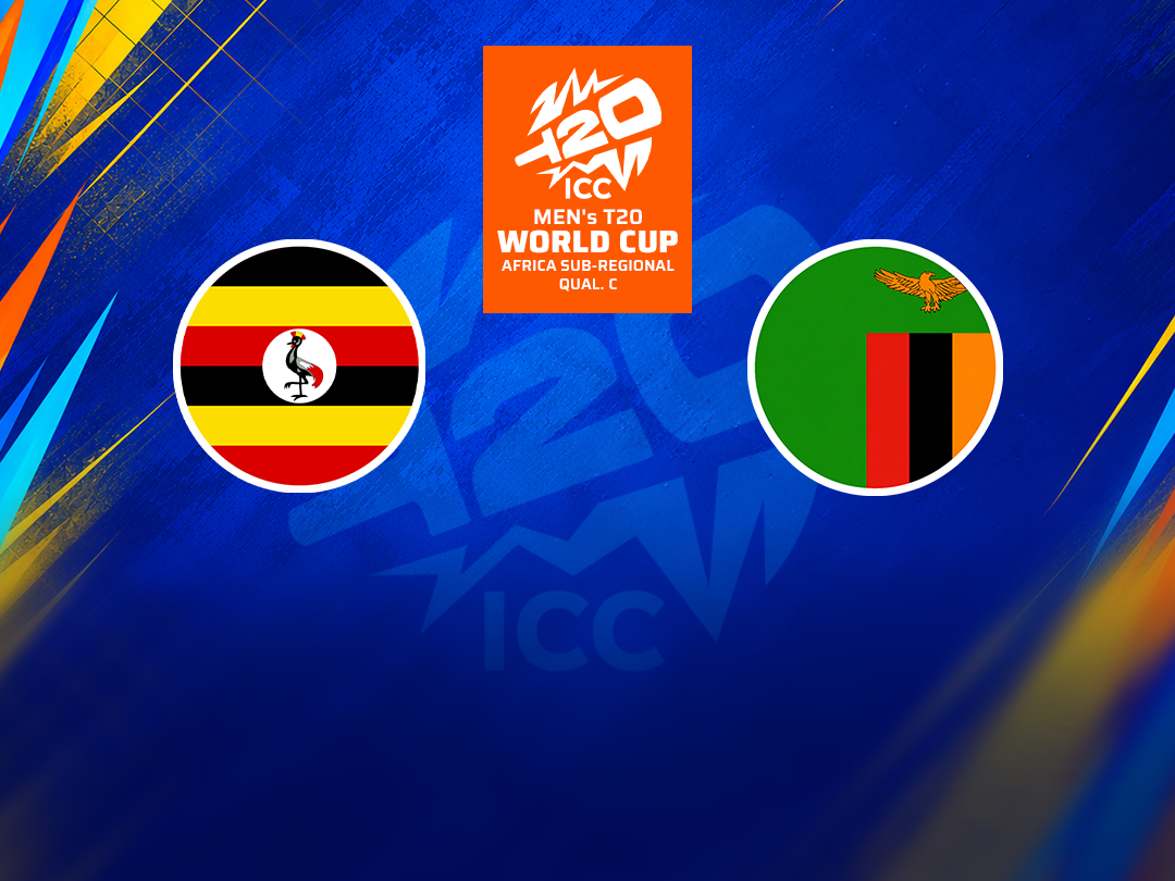 Match 1 of icc men's t20 wc africa sub-regional qualifier c, 2026: uganda vs zambia banner