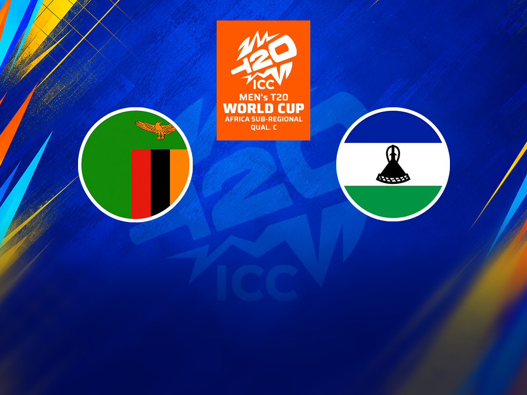 Match 8 of icc men's t20 wc africa sub-regional qualifier c, 2026: zambia vs lesotho banner