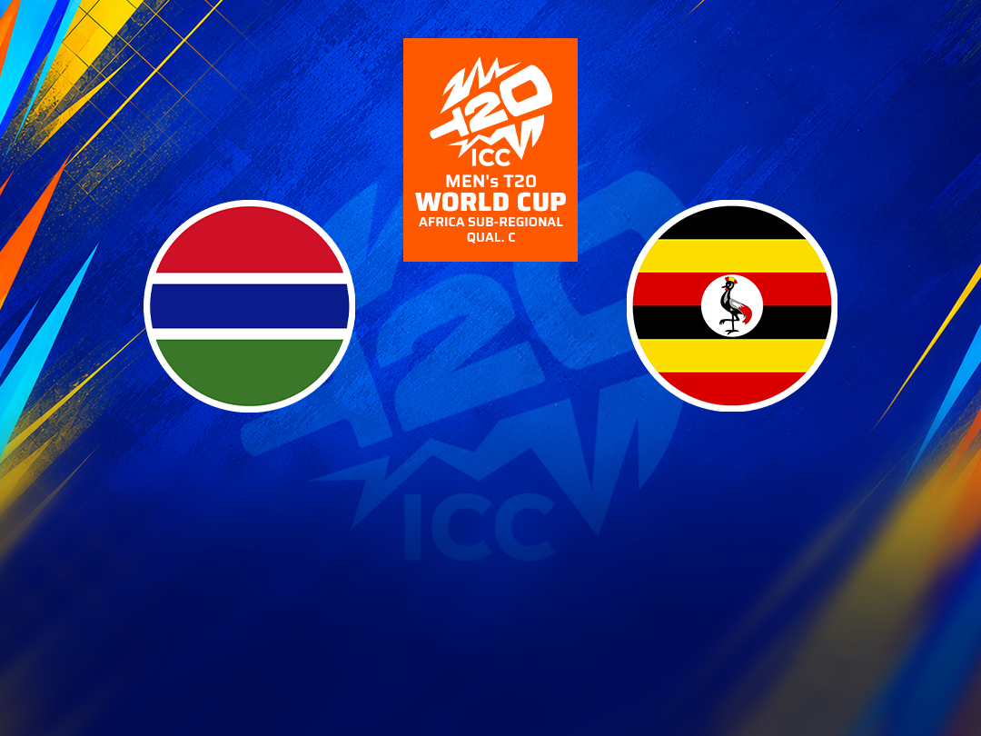 Match 9 of icc men's t20 wc africa sub-regional qualifier c, 2026: gambia vs uganda banner